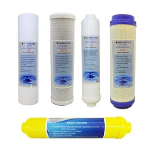 6 Stage Reverse Osmosis 10" Filter Pack with Inline DI Resin Post Filter - Picture 1 of 6