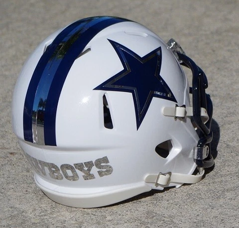 DALLAS COWBOYS CONCEPT FOOTBALL MINI GLOSS WHITE HELMET WITH CHROME ACCENTS Cover