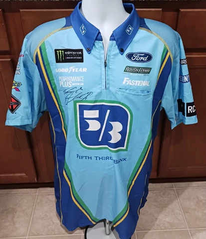 Ricky Stenhouse Jr Auto'd 5/3 Roush Fenway Racing Pit Crew Chief Shirt NASCAR Cover