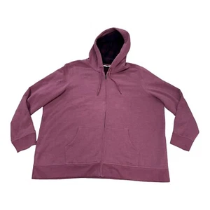 LL Bean Sweatshirt Hoodie Women Size 2XL Mauve Pink Full Zip Plaid Lining - Picture 1 of 10