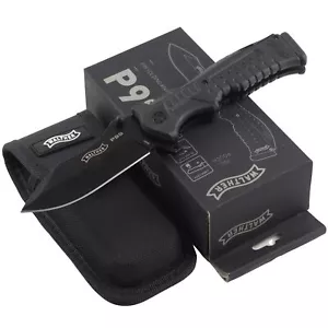 Walther P99 Black Linerlock Pocket Knife 3 Changeable Handle Backs - Picture 1 of 4