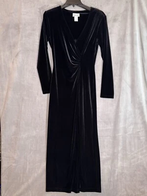 VTG Robbie Bee Womens 8 Maxi Velvet Wrap Dress Gown Whimsigoth Witchy Goth Y2K - Image 1 of 4