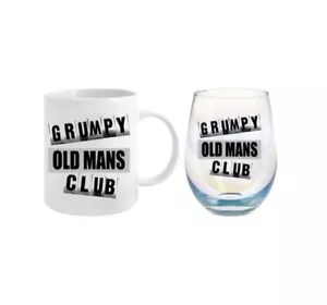 270233 GRUMPY OLD MANS CLUB COFFEE MUG & STEMLESS WINE GLASS GIFT SET IN BOX - Picture 1 of 1