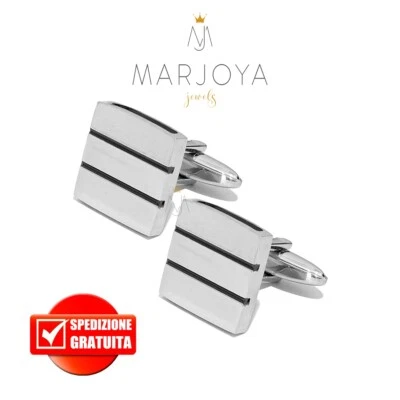 Gemelli quadrati Cuba a strisce nere in acciaio 316 L - Immagine 1 di 4