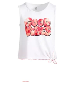 ID IDEOLOGY Little Girls Good Vibes Skort White/ Pink Size 6 **TOP ONLY** - Picture 1 of 2