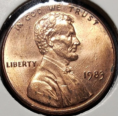 Цент с изображением Линкольна 1983 P DDO DDR штамп трещины на реверсе - Изображение 1 из 2