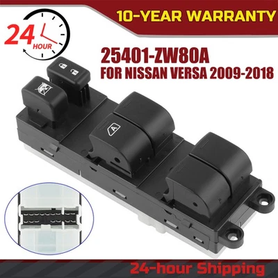 Interruptor de ventana eléctrica del lado del conductor delantero izquierdo para Nissan Versa 2009-2018 25401ZW80A Foto 1 de 4