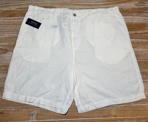 Polo Ralph Lauren Mens Shorts Linen Blend Size 42” White Nautical Straight NWT - Picture 1 of 17