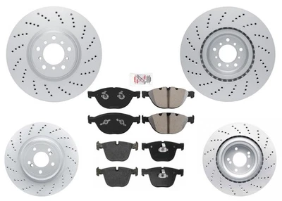 Rotores recubiertos perforados GEO delanteros y traseros y pastillas de freno EPS para BMW M5 2006-2010 Foto 1 de 4