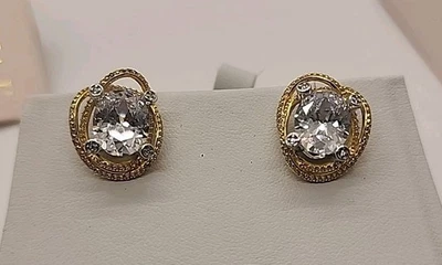 Pendientes VKB976 Vanna K circonita cúbica blanca platino/plata y 18k YG/plata 9,10 ctw JTV NUEVOS EN CAJA Foto 1 de 4