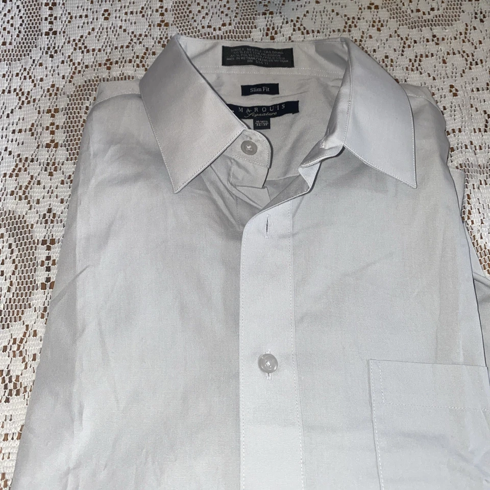 Camisa de vestir Marquis ajustada gris 161/2 34/5 totalmente nueva Foto 1 de 2