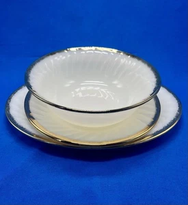 Vintage 3 Pc FIRE KING Milk Glass Platter Bowl Serving Dish Kitchen Ware - Picture 1 of 10