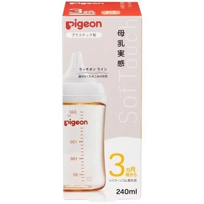 Biberón Pigeon plástico 240 ml M agujero redondo pezón 3 m+ Japón Foto 1 de 4