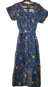 Vintage Handmade Dress XL Grannycore Boho Patchwork Print Maxi Modest Tie Belt - Picture 1 of 8