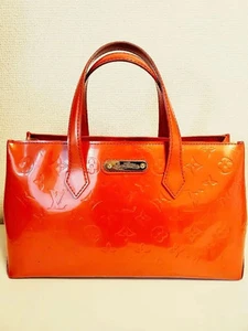 Louis Vuitton Wilshire PM Verni Tote Bag Hand Bag Authentic Orange F/S Japan. - Picture 1 of 10