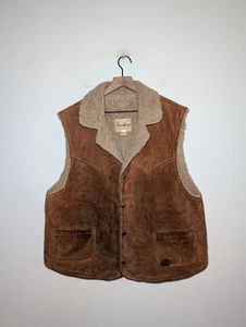 Vintage Deer Wear Marke Wildleder Leder Weste Sherpa Fell gefüttert Herren Gr. 48 - Bild 1 von 8