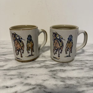 Set 2 tazze vintage 1982 Kentucky Louisville in gres 107° Kentucky Derby ex - Foto 1 di 13