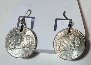 Modern Buffalo Nickel Coin Jewelry Earrings 2005 Denver Mint Vintage - Picture 1 of 4