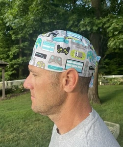 Video game controller  skull scrub surgical OR hat surgery cap mens - Picture 1 of 1
