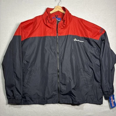 Chaqueta Budweiser Para Hombre 6XL Negra Roja Spiewak Hecha en EE. UU. Cremallera Completa Bordada Foto 1 de 4