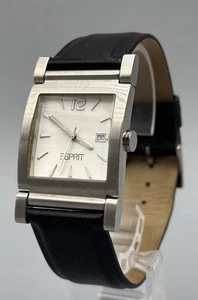 Esprit Analoge Leder Armband Uhr Schwarz Weiß Silber Unisex - Imagen 1 de 7