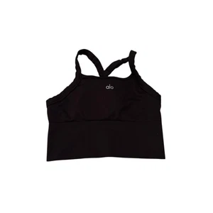 Alo Yoga Seamless Ribbed Favorite Bra Tank Top Racerback Black Logo Medium - Bild 1 von 5