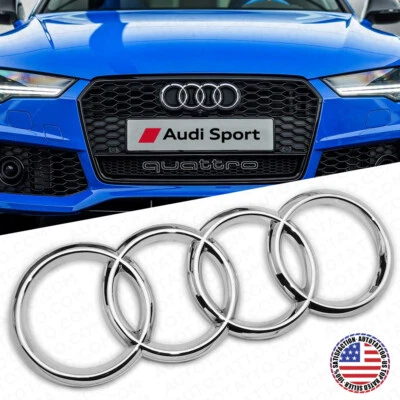 16-21 AUDI A6 A7 A8 S7 RS7 OEM Chrome Front Grille Rings Badge Sign Logo Emblem - Image 1 of 4
