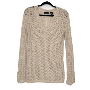 Y2K Relativity Crochet Knit Sweater Top Womens Large / Medium Boho Cottagecore - Picture 1 of 8