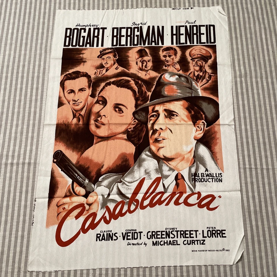 Casablanca Wesco-Reltex Material MOVIE POSTER 1982 Fabric 21x30” - Image 1 of 1
