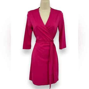 New Diane von Furstenberg Julian pink cabaret knit wrap dress DVF silk cotton XS - Picture 1 of 5