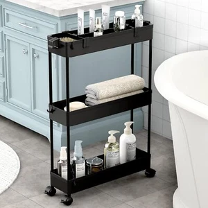 Slim Storage Cart 3 Tier,Bathroom Organizer Rolling Utility - Picture 1 of 4
