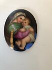 Ancienne peinture miniature sur porcelaine 19 eme Siècle Vierge à l’enfant