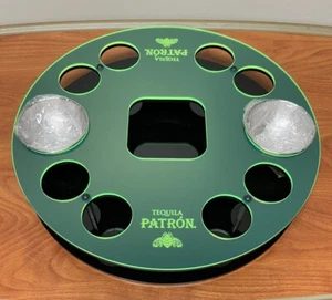 Patron Tequila Green / Black Acrylic Round Shot Serving Tray - NEW - Picture 1 of 7