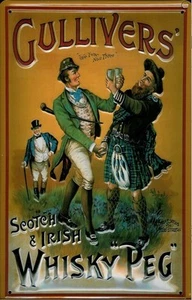 Gullivers Whisky Peg embossed steel sign   300mm x 200mm (hi)  - Picture 1 of 1