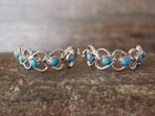 Zuni Indian Sterling Silver Turquoise Heart Hoop Post Earrings