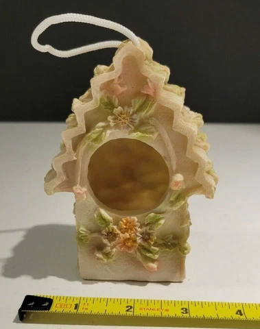 Small Beige 4.75" Resin Hanging Decorative Floral Birdhouse Ornament Cover