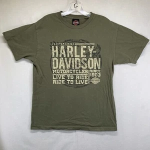 Harley Davidson T Shirt Mens Small Faded Army Green Lake of the Ozarks Missouri - Picture 1 of 14
