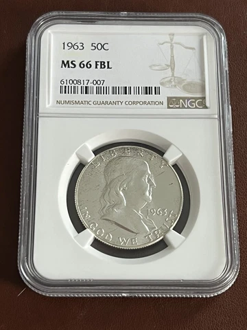 1963 Franklin Half Dollar 50c NGC MS 66 FBL Cover