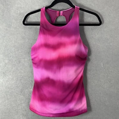 ATHLETA Maldives Bra Cup Tankini 36 D/DD Surf Blur Fuchsia Open Back Padded - Image 1 of 4