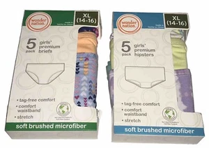 GIRLS NEW SZ 14/16 WONDER NATION LOT OF 2 PK PREMIUM PANTIES-5 BRIEFS 5 HIPSTERS - Picture 1 of 4