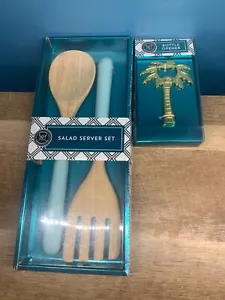 Bottle Opener Palm Tree & Salad Server Set Elegant Shiny (C) - Picture 1 of 2