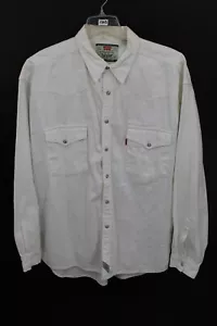 CAMICIA DENIM LEVI'S VINTAGE PRIMI ANNI 90 BIANCA PERLA SNAP DAVANTI MANICA LUNGA XL - Foto 1 di 9