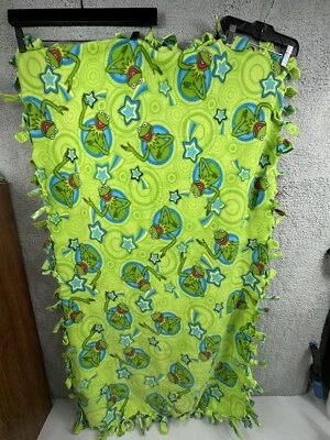 Manta de bebé hecha a mano de lana de seguridad Sesame Street Kermit the Frog. Como nuevo Foto 1 de 4