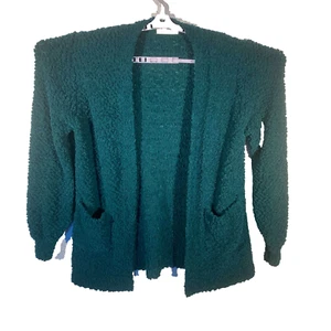 Zenana Womens Green Soft Touch Open Front Popcorn Cardigan Sweater Size XL - Picture 1 of 10