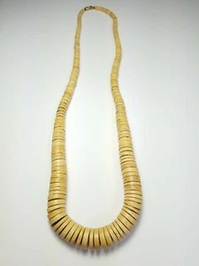Vintage 25" Long Wood Hand Made Graduating Blonde Round Bead Necklace  - Picture 1 of 10