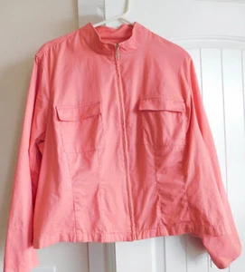 Evan Picone Woman's LIGHT CORAL Pink COTTON Zippered Jacket Size 3X - Picture 1 of 8