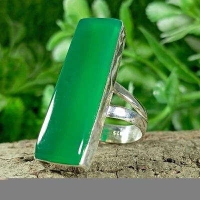 Green Onyx Ring 925 Sterling Silver Ring Engagement Ring Onyx Ring Gift For Her - Image 1 of 4
