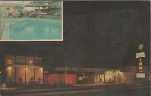 Maple Tree Inn 1 Block Disneyland Night View Neon Pool Auto 1966 postcard LQ8 - Picture 1 of 2