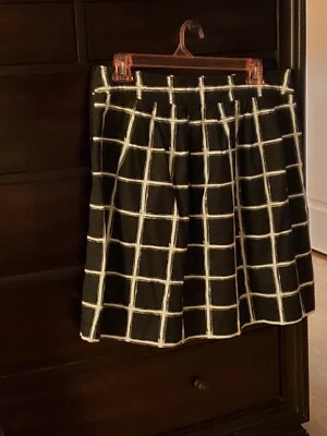 Michael Kors Black Check Windowpane Cotton Sateen Skirt Size 16 - Image 1 of 4