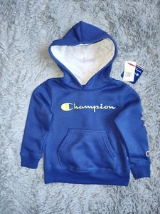 NWT CHAMPION Little Boys Signature Logo Fleece Hoodie, Blue, Sizes: 4 - 7 - Picture 1 of 20